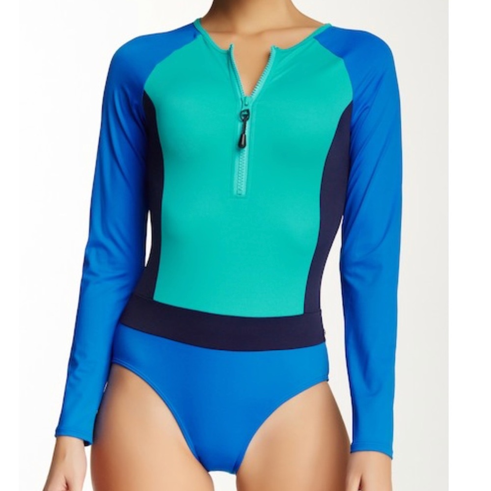 SPANX Long-Sleeve Colorblock 1 piece